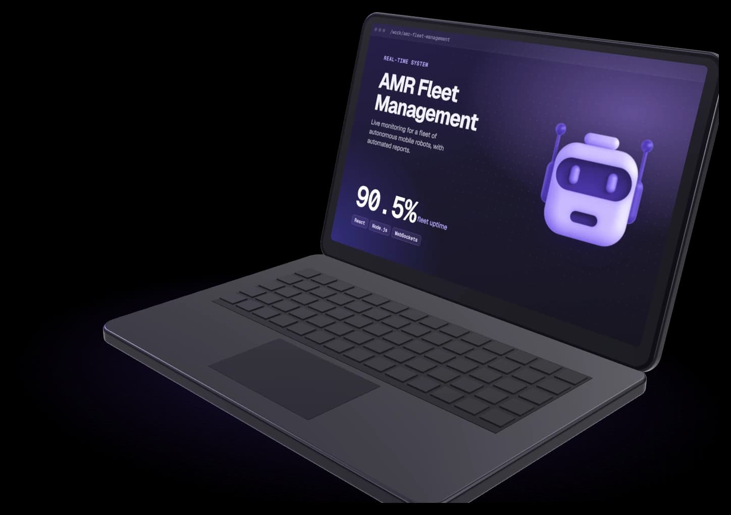 AMR Fleet Management System shown on a laptop
