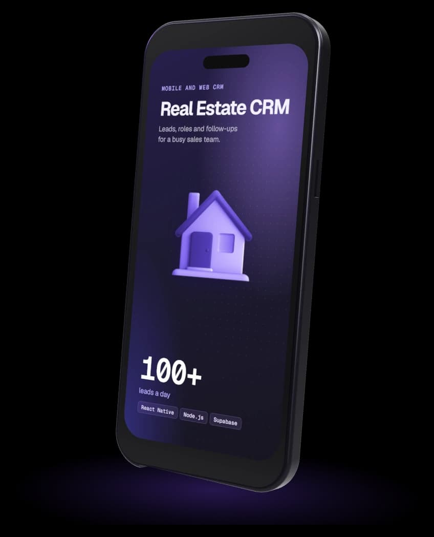 Real Estate CRM Platform shown on a phone